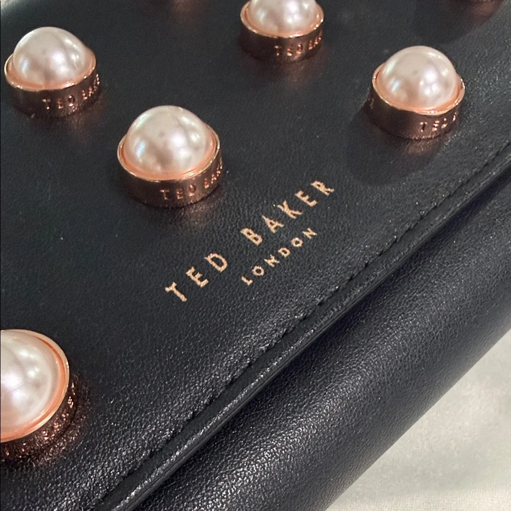 Ted Baker Black Pearl-Stud Bag Rose Gold + Pearls - Picture 13 of 16